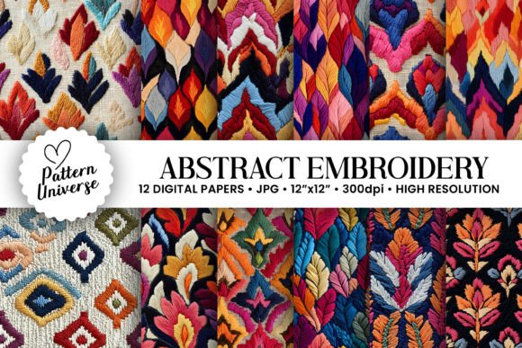 Abstract Floral Embroidery for Business