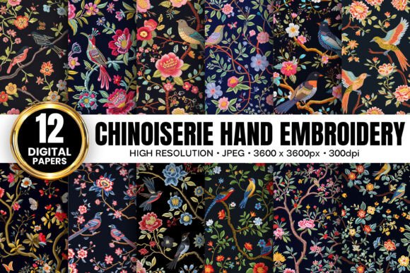 Black Chinoiserie Embroidery for Business