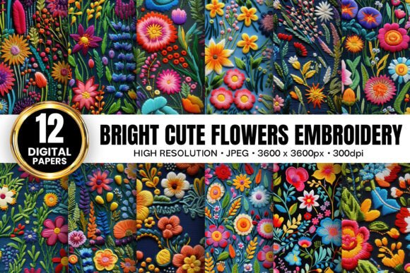 Bright Cute Flowers: A Versatile Embroidery Design