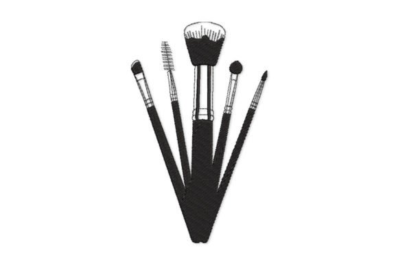 Cosmetics MakeUp Brushes: A Charming Embroidery Design