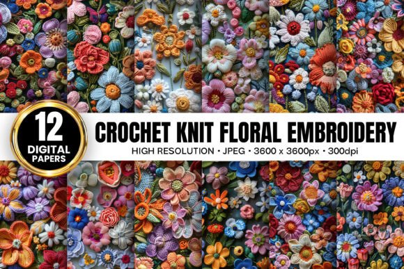 Crochet Knit Floral Embroidery for Premium Sweatshirts