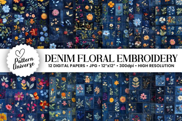 Denim Flowers Embroidery: A Versatile Design