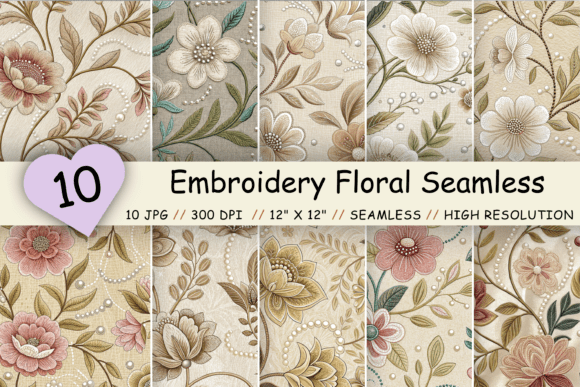 Elegant Embroidery Floral Seamless Pattern