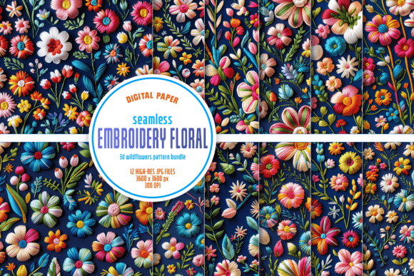 Exploring 3D Floral Wildflowers Embroidery Pattern