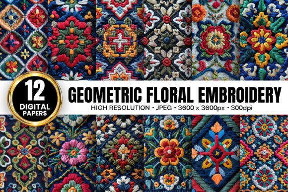 Geometric Flowers Embroidery for Boutique Sweatshirts