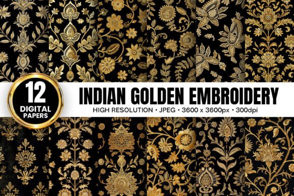 Gold Black Indian Embroidery for Business