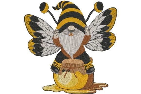 Honey Bee Gnome: A Charming Addition for Seasonal Embroidery