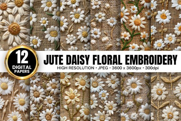 Jute Daisy Flowers: A Fresh Embroidery Design