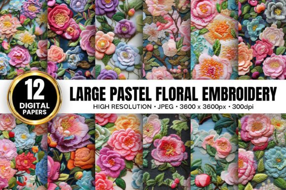 Large Pastel Floral Embroidery for Seasonal Charm