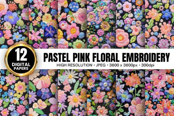 Pastel Pink Floral Embroidery for Boutique Apparel