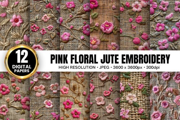 Pink Floral Jute Embroidery for Personalized Gifts