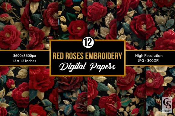 Red Roses Sequins Embroidery Patterns