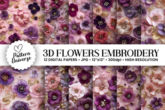 Review: 3D Pink Purple Floral Embroidery Pattern
