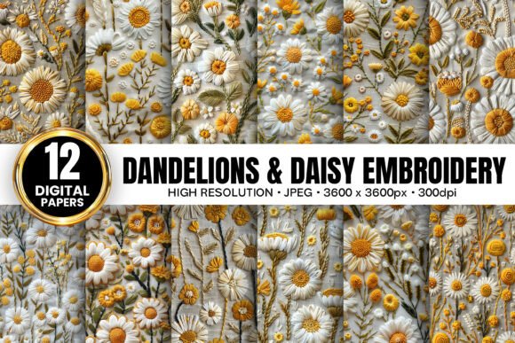 Review of Dandelions Daisy Flowers Embroidery
