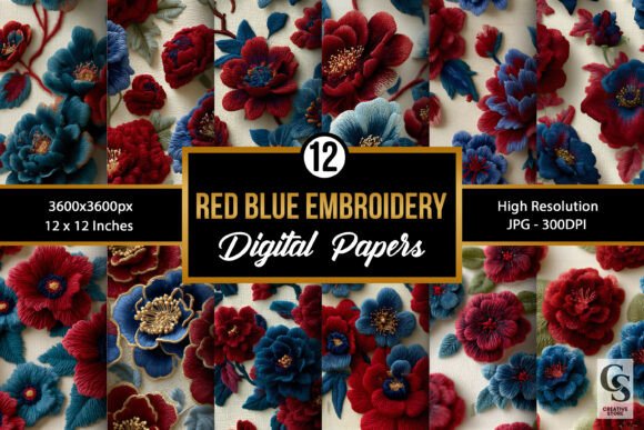 Review: Red Blue Floral Embroidery Patterns