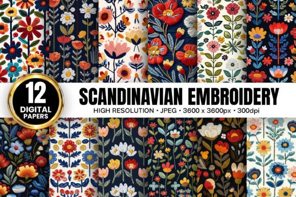 Scandinavian Flowers Embroidery for Holidays