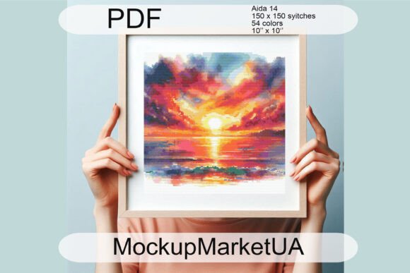 Sunset Cross Stitch Patterns for Apparel